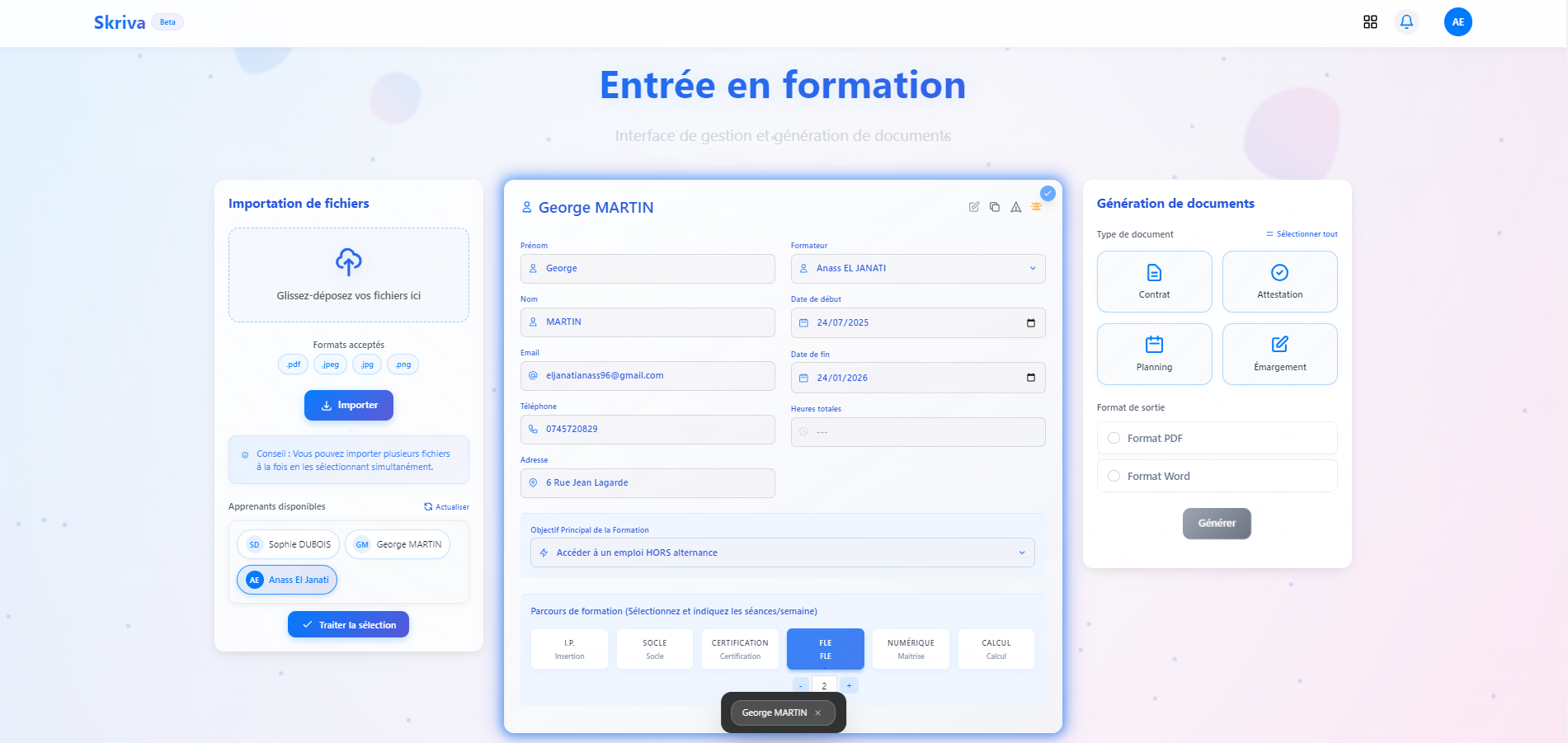 Plateforme centrale Skriva